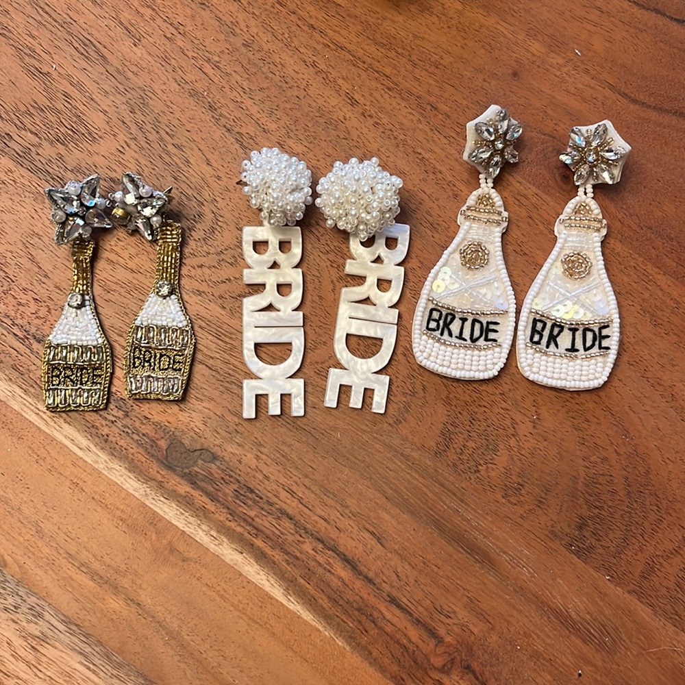 Three pairs of bride earrings